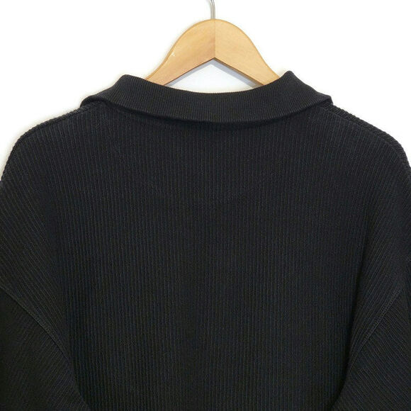 Aerie Black Ribbed Quarter Zip Sweatshirt Oversized Relaxed Fit Cozy Fall Size S - Picture 8 of 12